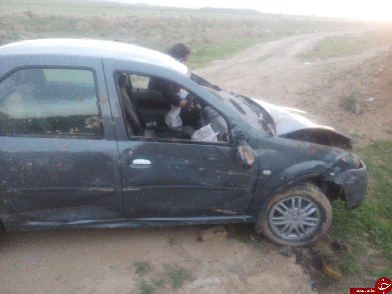 مصدومیت ۳ نفر در واژگونی دوخودرو در محور قوچان به فاروج+تصاویر