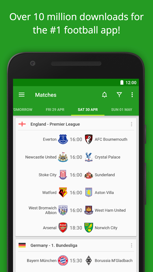 نتایج زنده دانلود Soccer Scores Pro - FotMob برای اندروید و ios / نرم قدیمی و پر