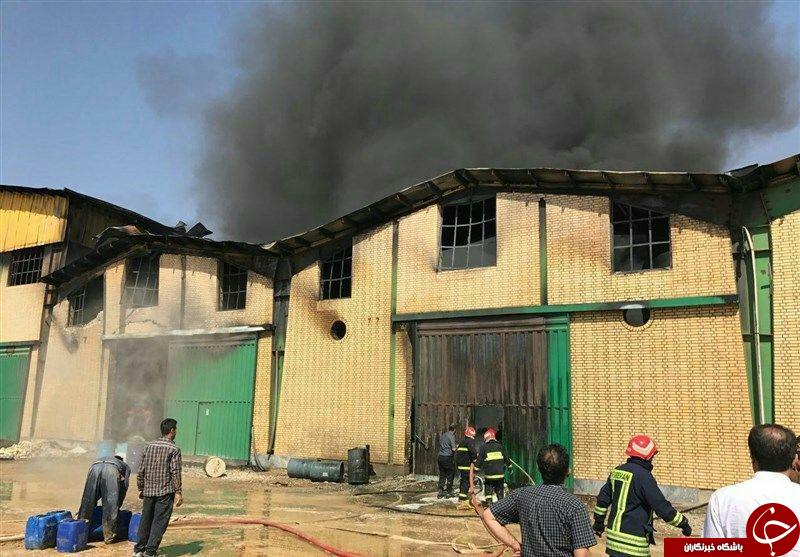 آتش سوزی کارخانه رنگ در چرمشهر + تصاویر