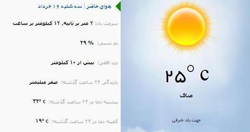 آب و هوا - آذربایجان شرقی 16 خرداد ماه  96