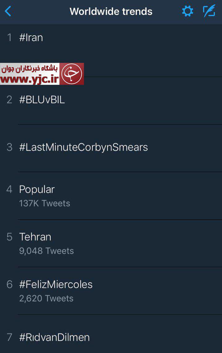 ایران به ترند اول جهان در توییتر تبدیل شد+ عکس
