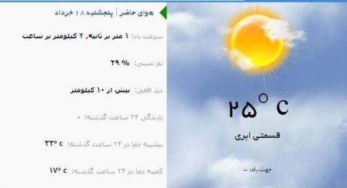 آب و هوا - آذربایجان شرقی 18 خرداد ماه  96