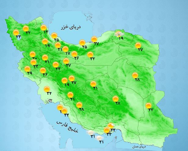 پیش بینی وضعیت جوی 19 خرداد ماه/ رگبار و باد برای برخی مناطق