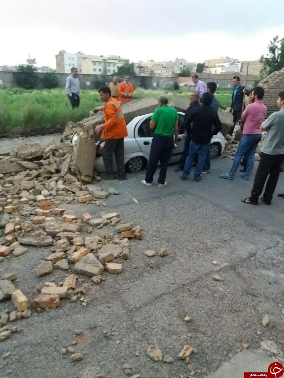 سقوط دیوار بر روی تیبا + تصاویر
