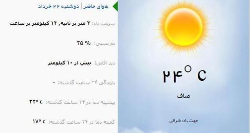 آب و هوا - آذربایجان شرقی 22 خرداد ماه  96