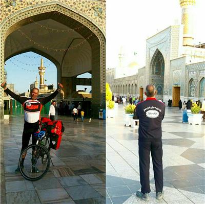 دوچرخه&zwnj;سوار همدانی پس از 14 روز رکاب زدن وارد حرم رضوی شد