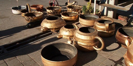 خلاقیت جوان مراغه‌ای در استفاده از لاستیک‌های مستعمل