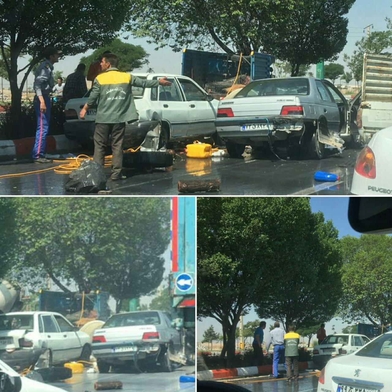 برخورد سه دستگاه خودرو مقابل پارک حجاج تبریز