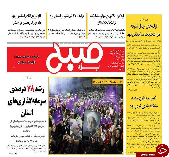 صفحه نخست روزنامه های استان یزد