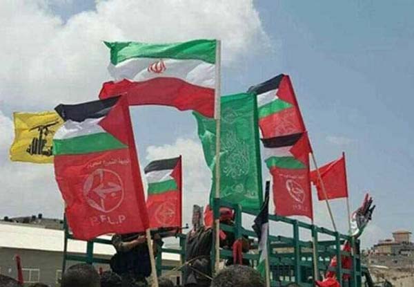 برافراشته شدن پرچم ایران در غزه برای اعتراض به ترامپ