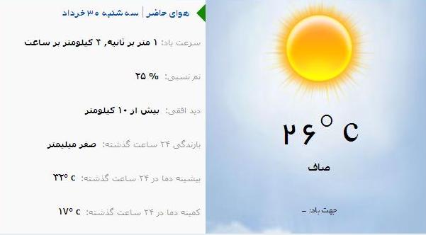 پیش بینی هوای صاف تا قسمتی ابری درآذربایجان شرقی