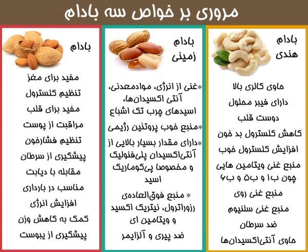 مروری بر خواص سه بادام+اینفوگرافی