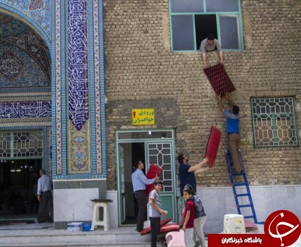 آیین غبارروبی مساجد در ماه ضیافت الهی+عکس