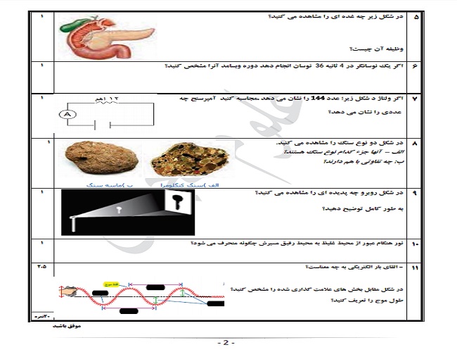 پرتکرارترین سوالات علوم هشتم با جواب +تصاویر
