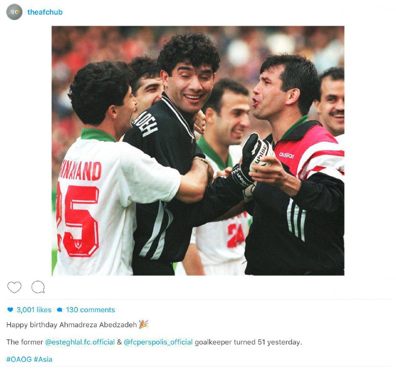 AFC تولد عابدزاده را تبریک گفت