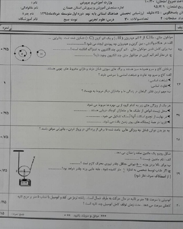 مهم ترین سوالات علوم نهم +تصاویر
