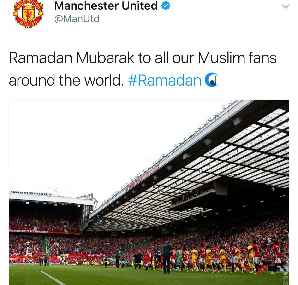 تبریک باشگاه منچستریونایتد به مناسبت ماه آغاز ماه رمضان+عکس