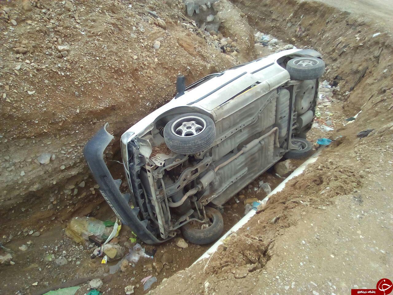 سقوط پژو 405 به دره + تصاویر