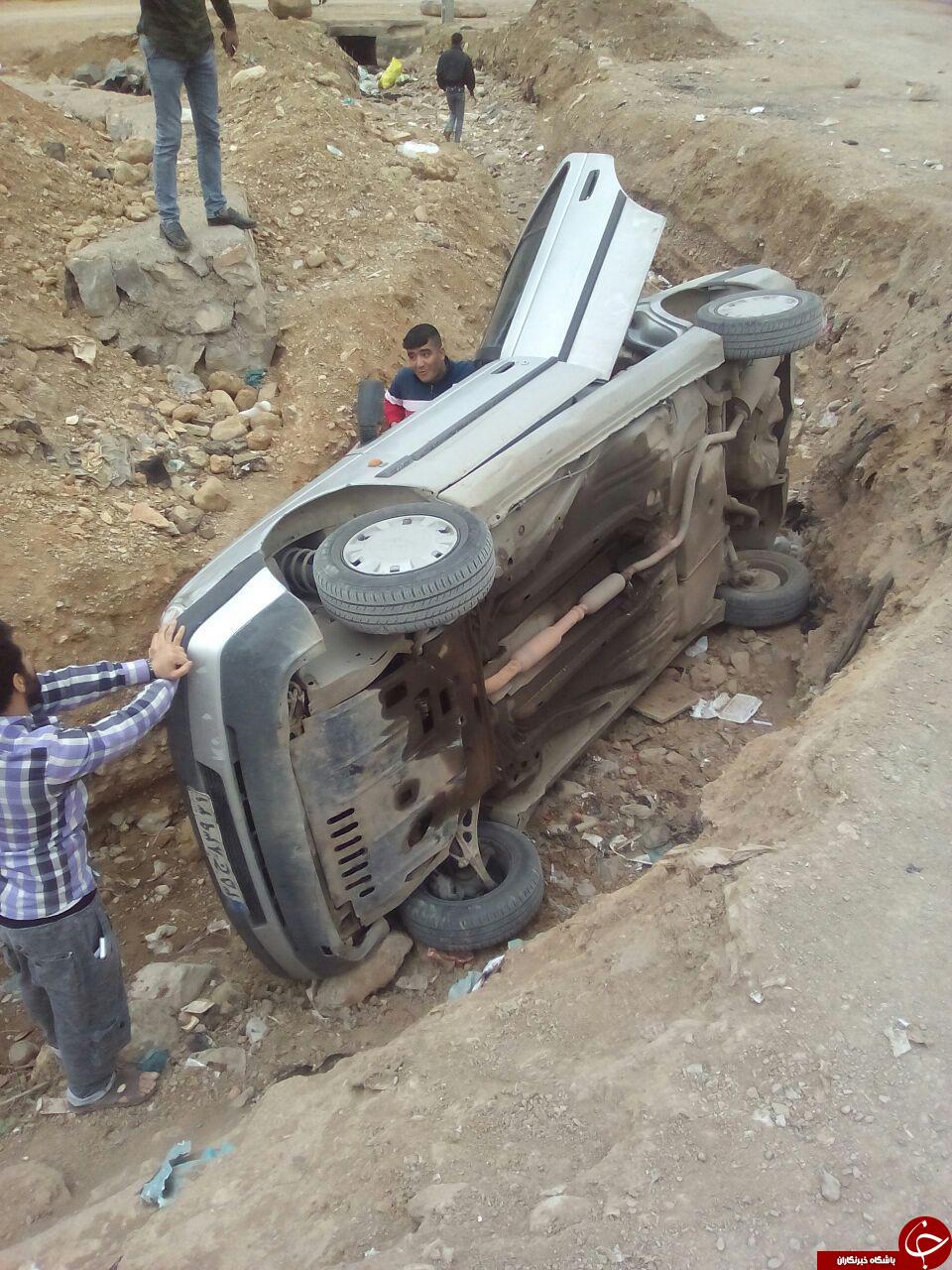 سقوط پژو 405 به دره + تصاویر