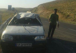 6 مصدوم  بر اثر واژگونی پراید در جاده سمیرم