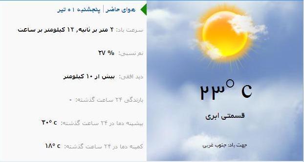 پیش بینی کاهش نسبی دما در آذربایجان شرقی