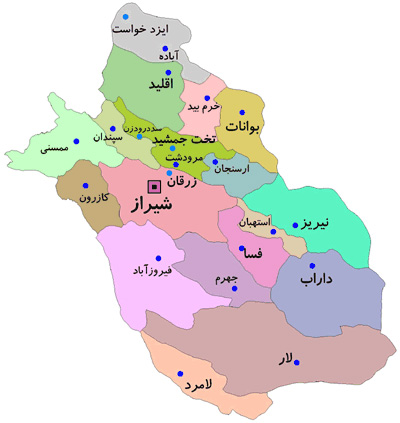 نقشه شهر شیراز