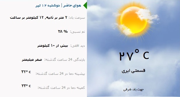 پیش بینی جوی نسبتا ناپایدار در آذربایان شرقی