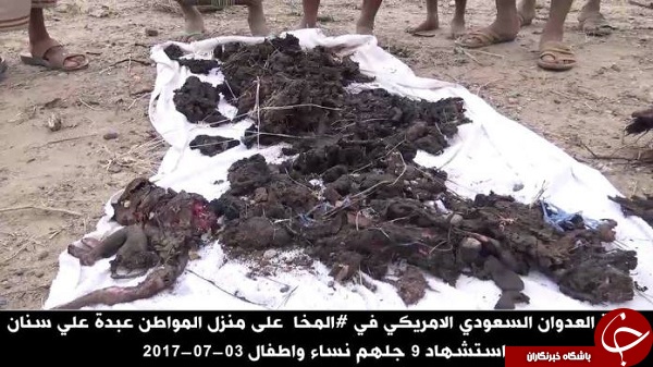 جنگنده&zwnj;های عربستان یک خانواده یمنی را قتل&zwnj;عام کردند/جمع&zwnj;آوری اجساد تکه&zwnj;تکه&zwnj;شده قربانیان با گونی +فیلم(20+)