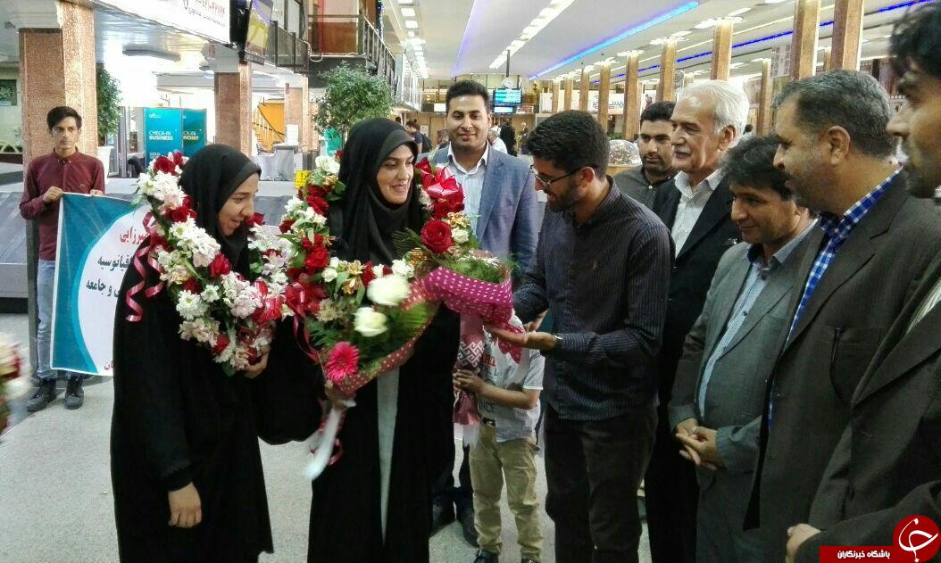 استقبال از بانوان افتخار آفرین کرمانی عضو تیم ملی والیبال نسشته + تصاویر