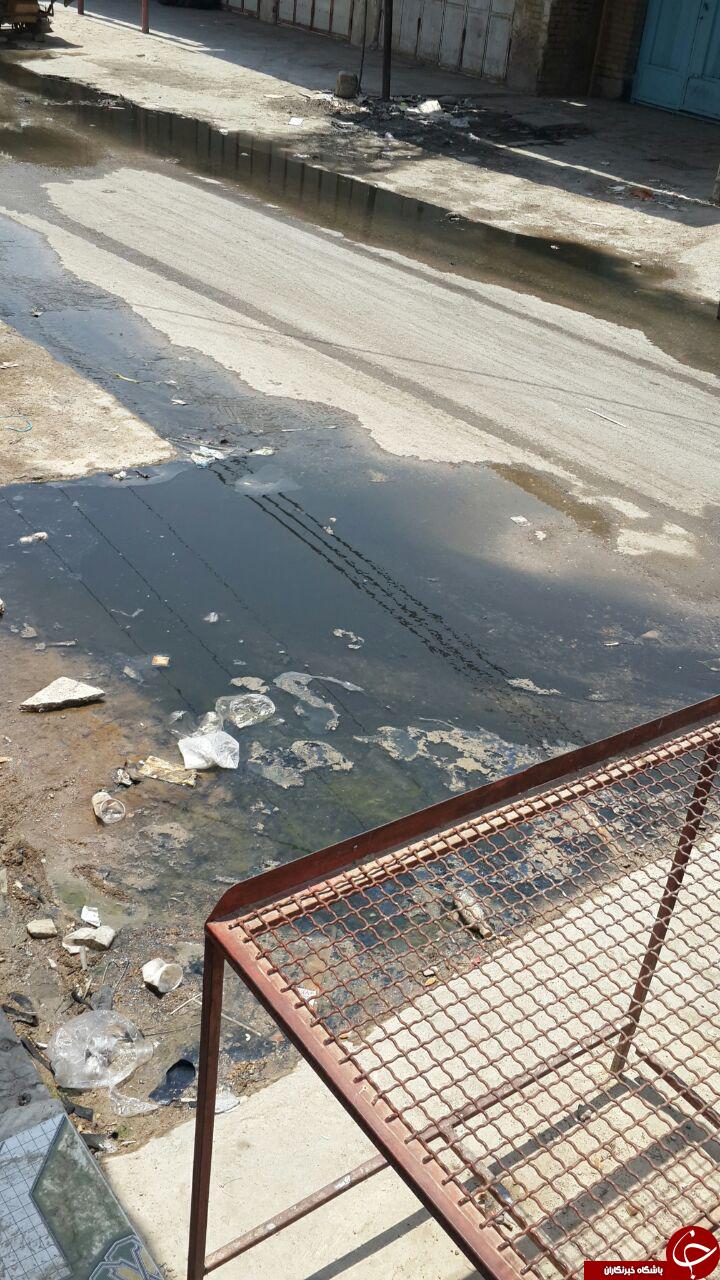 نمای زشت فاضلاب در کوچه و خیابان&zwnj;های شادگان + تصاویر