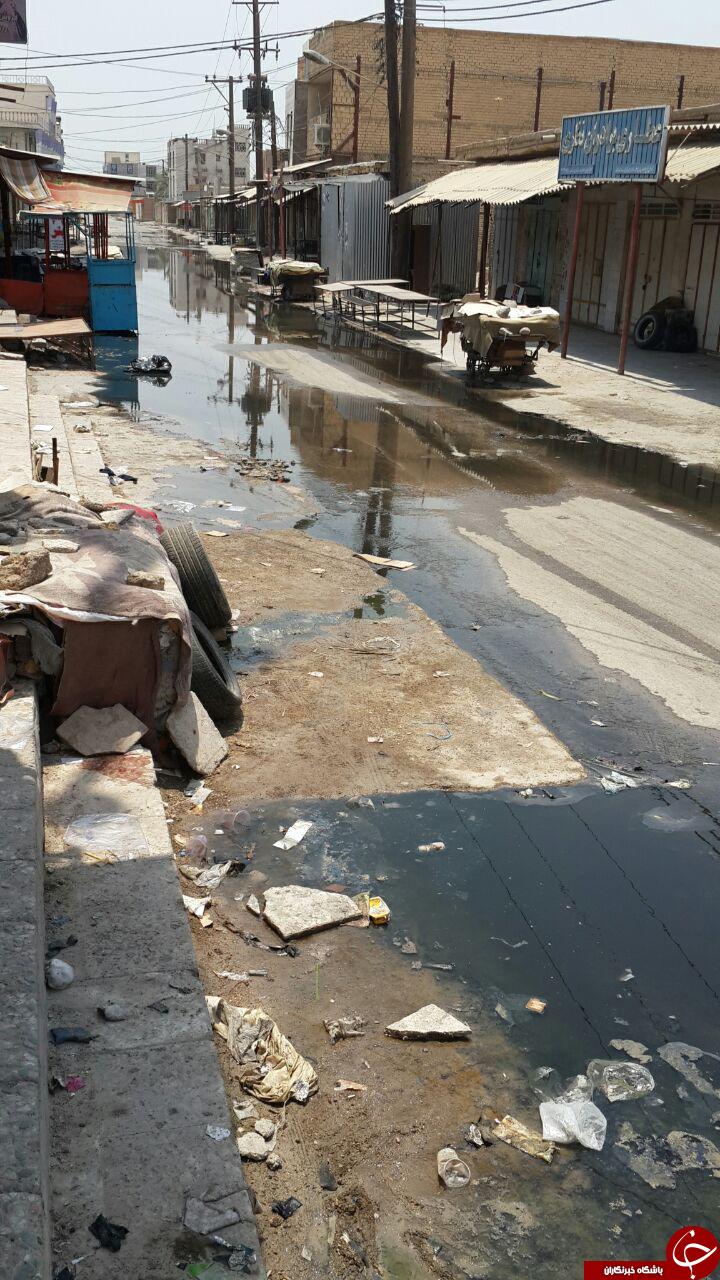 نمای زشت فاضلاب در کوچه و خیابان&zwnj;های شادگان + تصاویر