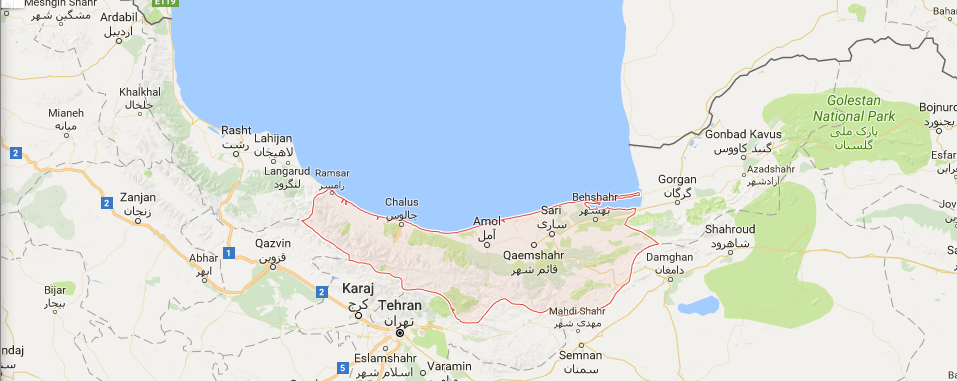 نقشه استان مازندران