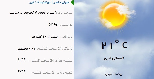 پیش بینی افزایش نسبی دما در آذربایجان شرقی