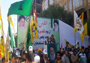 راهپیمایی روز قدس در کربلا با حضور زائران ایرانی + فیلم
