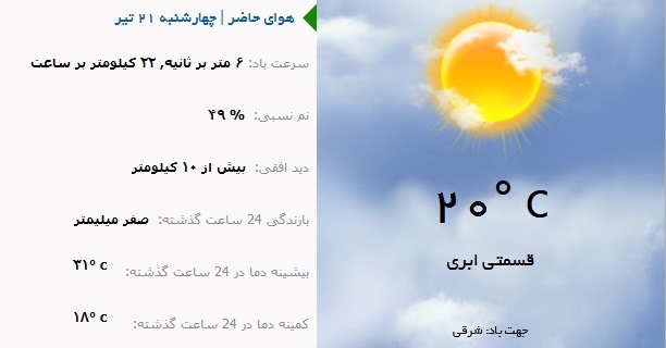 پیش بینی تداوم کاهش نسبی دما در آذربایجان شرقی