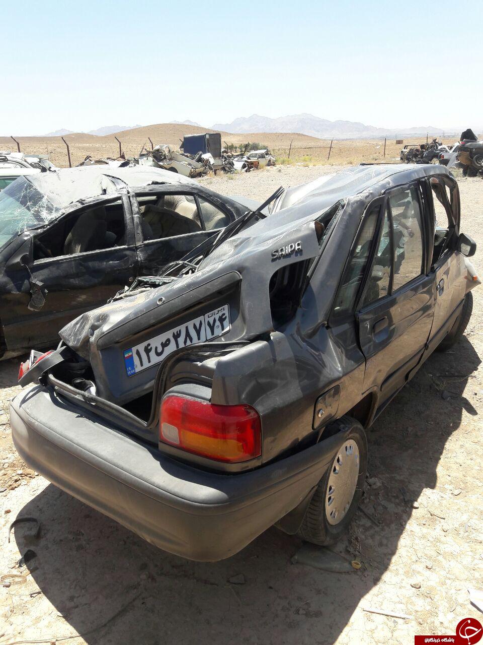 واژگونی مرگبار پراید در جاده بیرجند + تصاویر