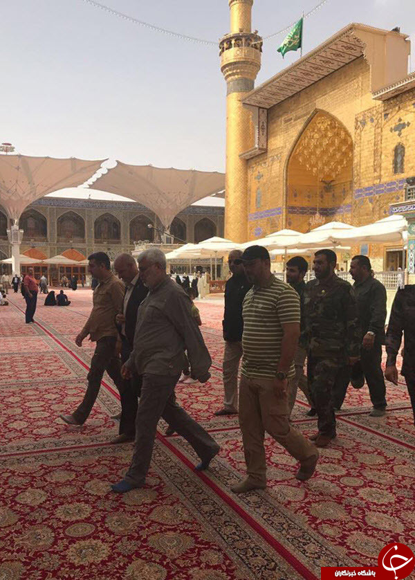 استقبال زائران از فرمانده ارشد حشد الشعبی در حرم امیر المومنین (ع) +تصاویر