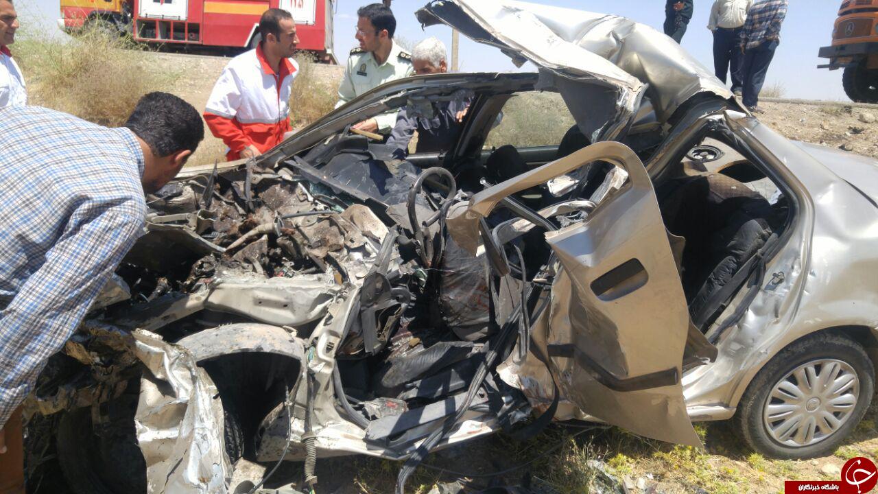 تصادف مرگبار کامیون با سمند + تصاویر