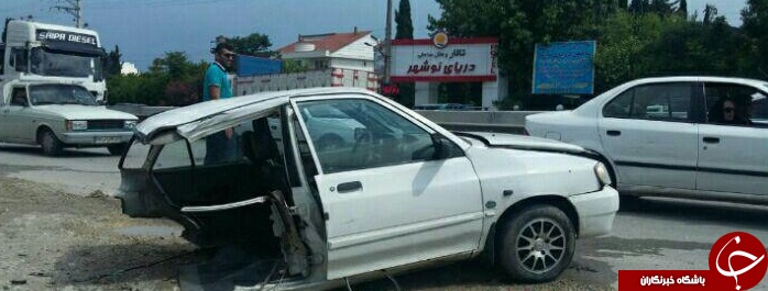 دو تیکه شدن پراید در جاده + تصاویر