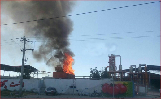 آتش سوزی در کارخانه رب دشت بهار آشخانه