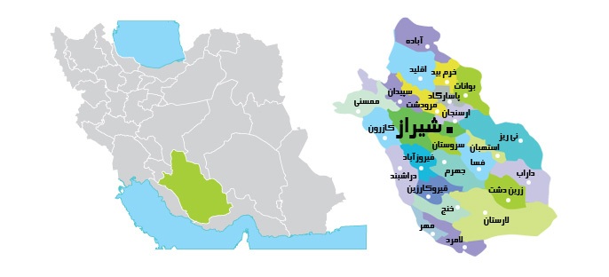 نقشه استان فارس