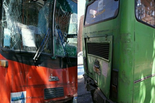 2 مجروح در پی برخورد دو دستگاه اتوبوس