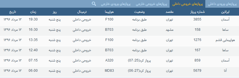 پرواز&zwnj;های پنج شنبه  فرودگاه بین المللی شهید باکری ارومیه