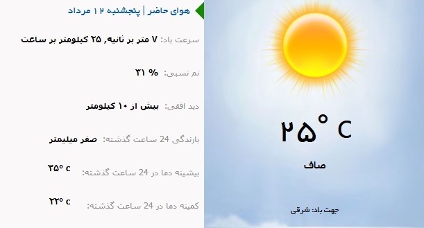 پیش بینی هوای صاف تا قسمتی ابری برای آذربایجان شرقی