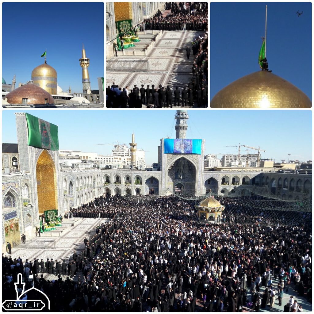 پوشش ضریح و پرچم گنبد حرم رضوی تعویض شد