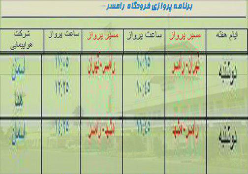 پرواز&zwnj;های دوشنبه ۱۶ مرداد از فرودگاه&zwnj;های مازندران