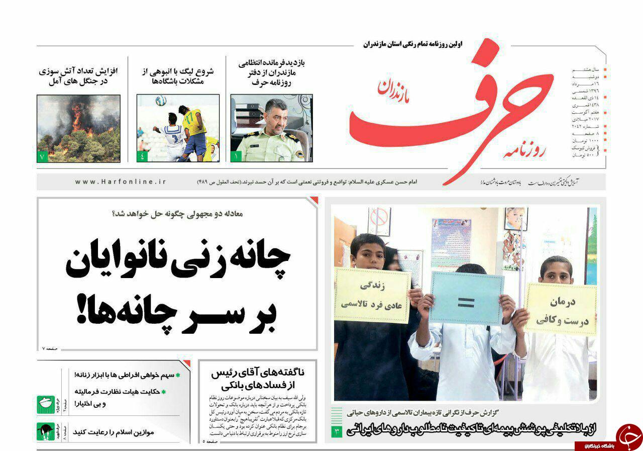 صفحه نخست روزنامه&zwnj;های استان دوشنبه ۱۶ مرداد