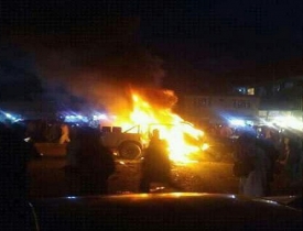 یک رنجر اردوی ملی در انفجار بمب مغناطیسی در آتش سوخت