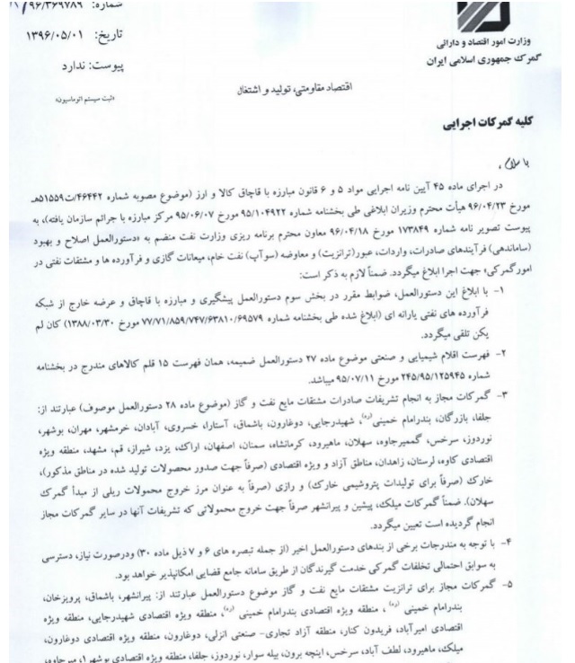 ۲۸ گمرک برای صادرات محصولات نفتی مجاز شدند