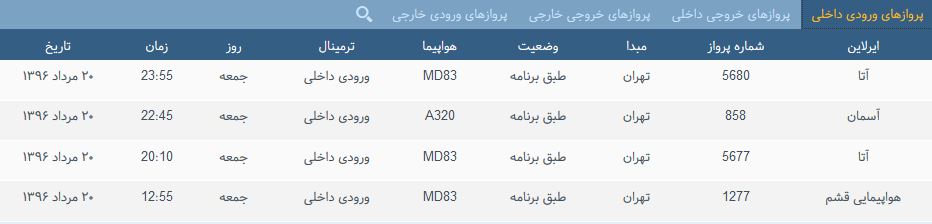 پرواز&zwnj;های جمعه فرودگاه بین المللی شهید باکری ارومیه